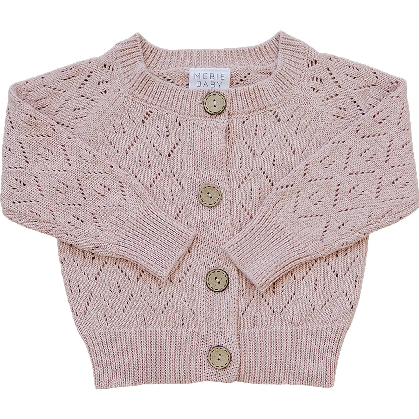 Pink Pointelle Button Down Cardigan