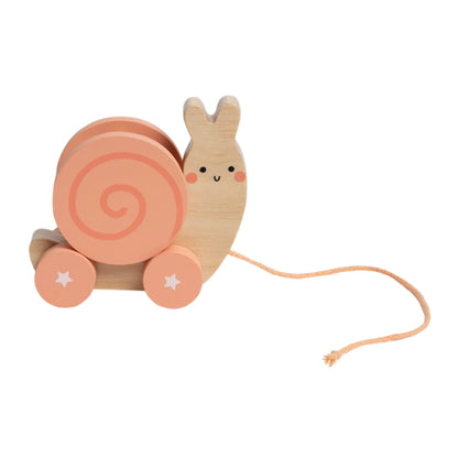 Snail Wooden Pull Toy, Rattle Shell, Baby or Toddler Toy