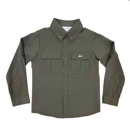 Boys Fishing Shirt - Olive Green