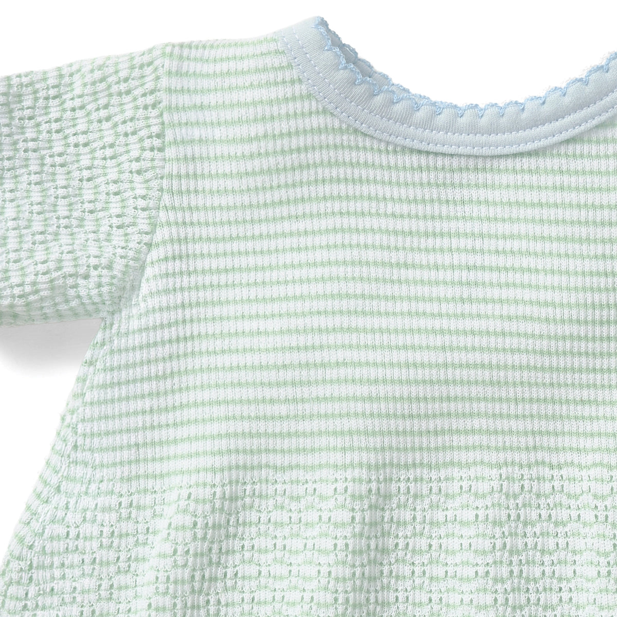 Paty Knit Solid Color Bubble with Pima Trim: Mint w/ blue Trim