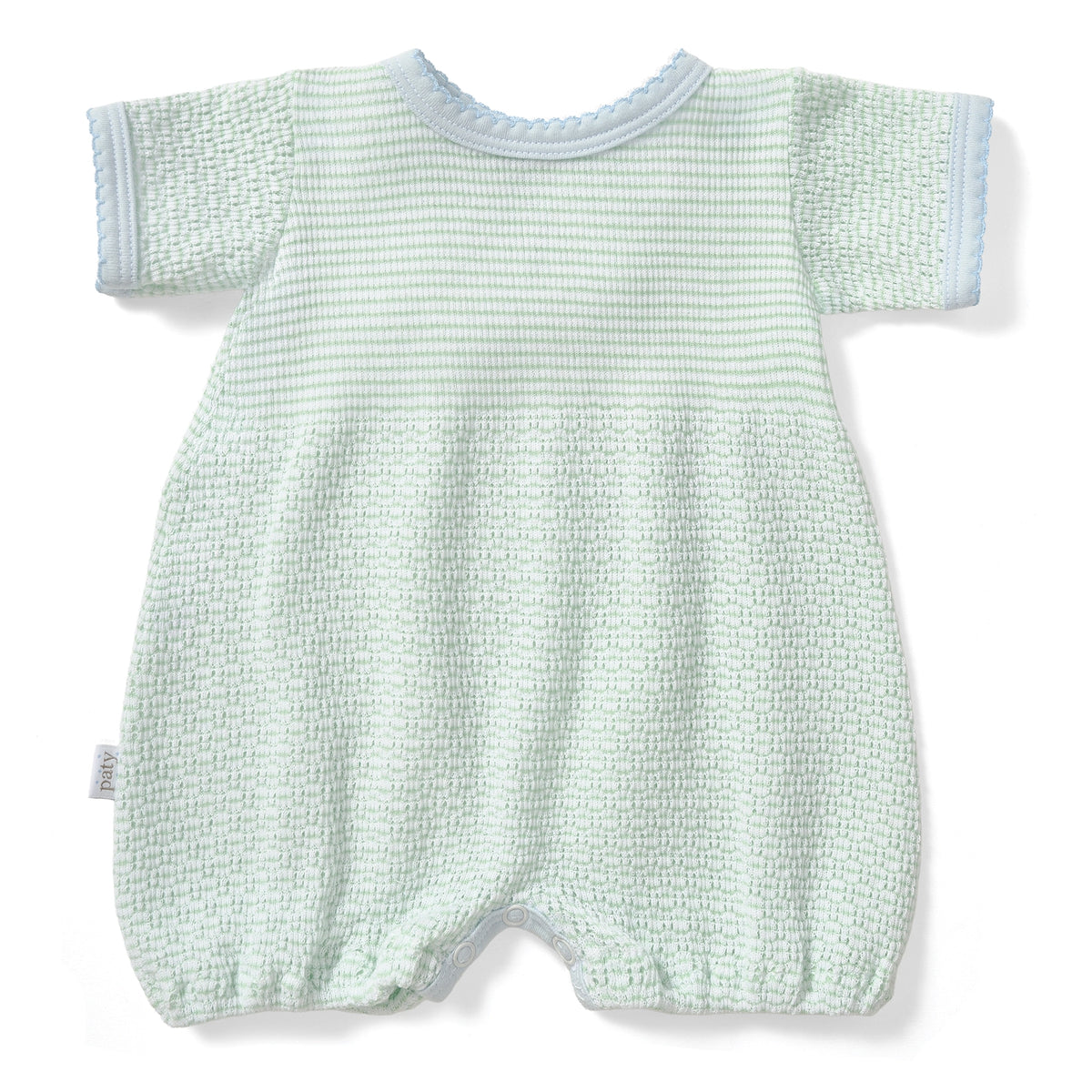 Paty Knit Solid Color Bubble with Pima Trim: Mint w/ blue Trim