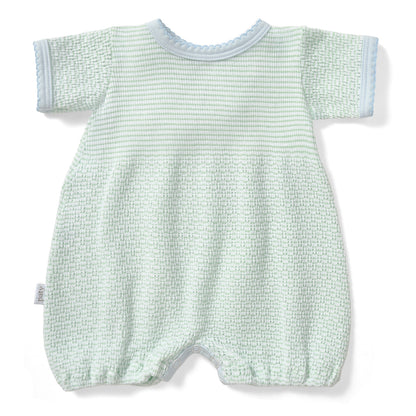 Paty Knit Solid Color Bubble with Pima Trim: Mint w/ blue Trim