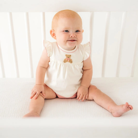 Bear Hugs Ruffle Diaper Cover Set - Dusty Rose