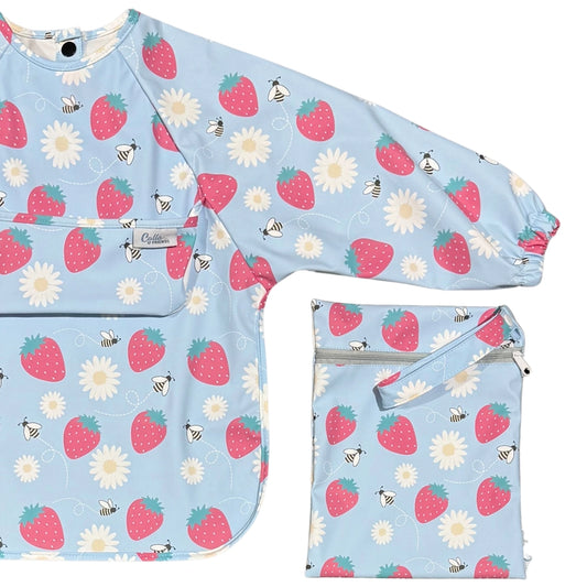 The Grayson Long Sleeve Bib- Strawberry Patch