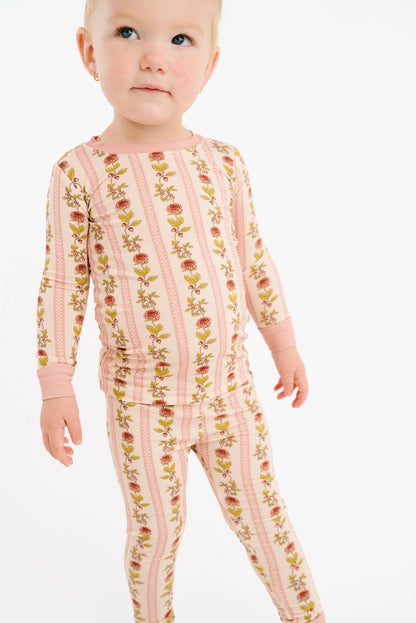 Vintage Floral Stripe Bamboo Set