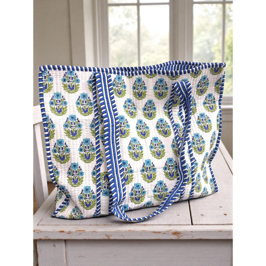 Quilted Tote Bag: Blues