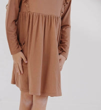Load image into Gallery viewer, Bamboo Toffee Brown Ruffle Dress
