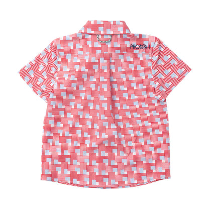 Boys' Short Sleeve Button Down Shirt - American Flag Plaid