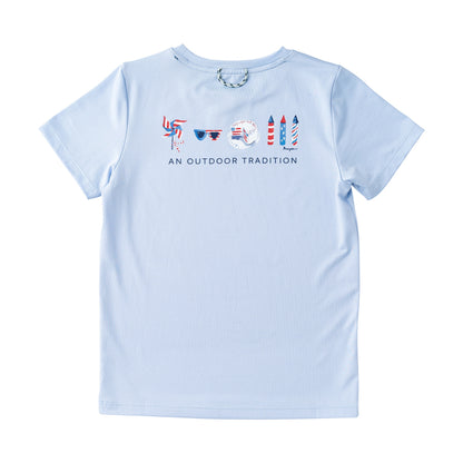Kid's Pro Performance Short Sleeve T-shirt - Patriotic Windsurfer