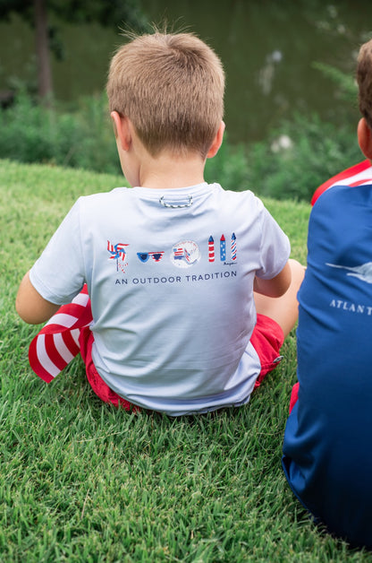 Kid's Pro Performance Short Sleeve T-shirt - Patriotic Windsurfer