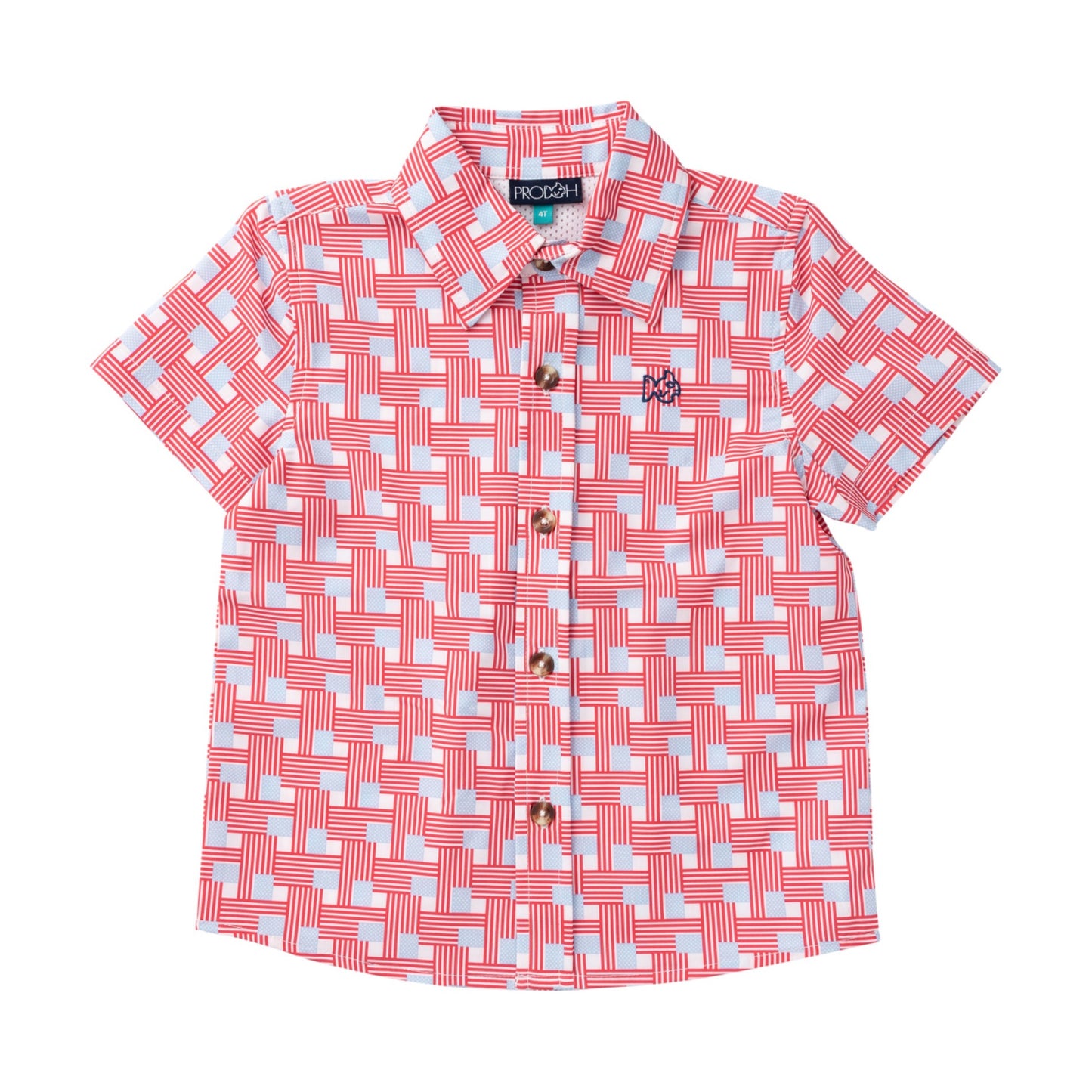 Boys' Short Sleeve Button Down Shirt - American Flag Plaid