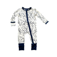 Load image into Gallery viewer, Bamboo Baseball Zipper Romper
