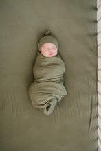 Load image into Gallery viewer, Olive Bamboo Stretch Crib Sheet
