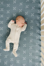 Load image into Gallery viewer, Blue X Crib Sheet Freshly Picked + Mebie Baby
