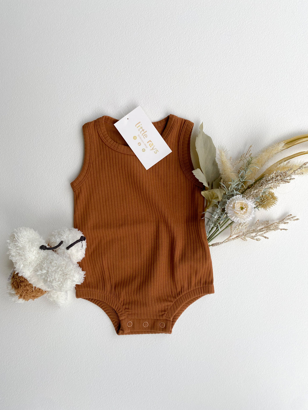 Ribbed Bubble Onesie Rust