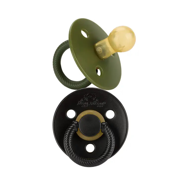 Itzy Soother Natural Rubber Pacifier Set- Camo and Black